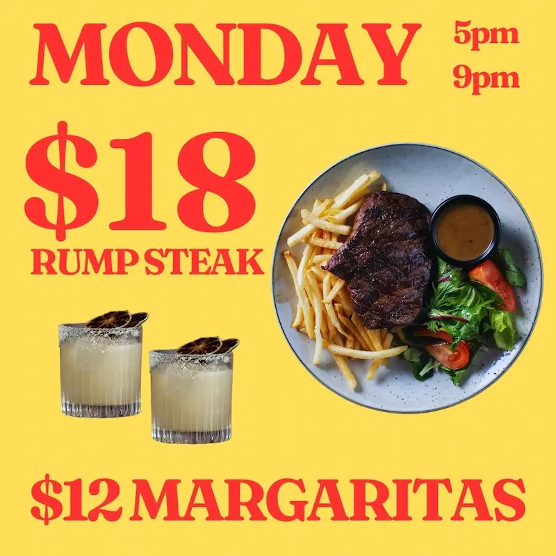 Kick off your week with value—$18 rump steak every Monday from 5–9pm at The Cauliflower Hotel, Waterloo!